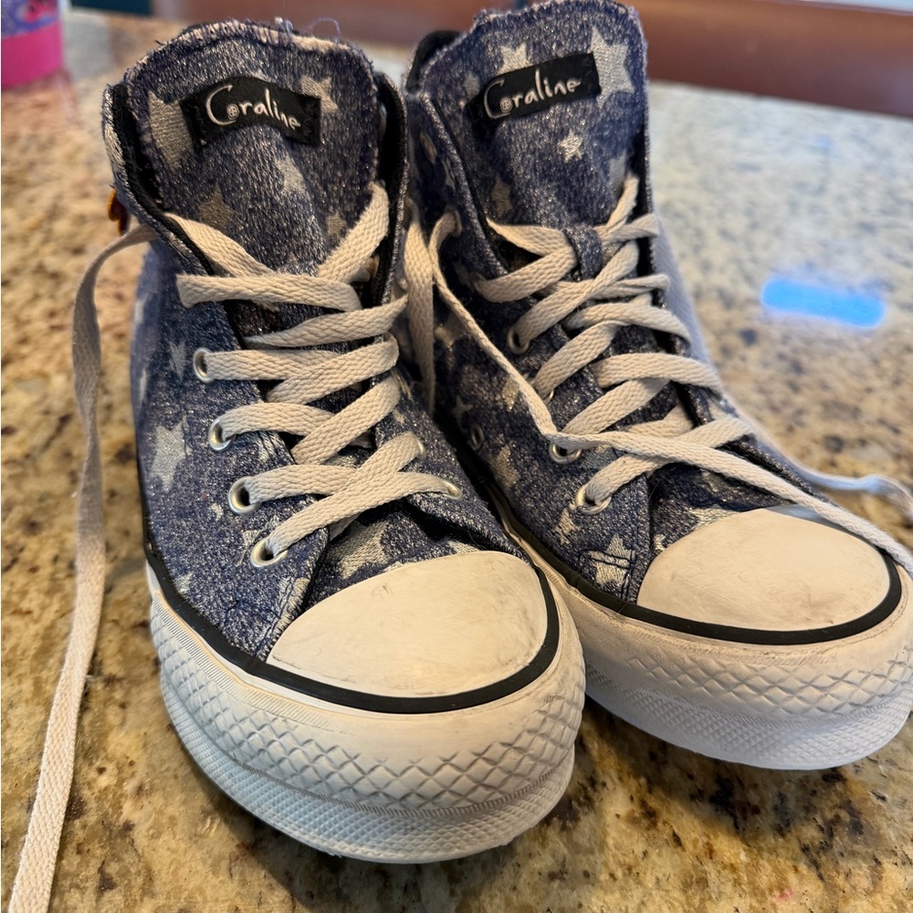Converse Coraline Blue and White High-Top Sneakers